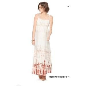 Motherhood Maternity Boho Bohemian Neutral Tie‎ Dye Strapless Maxi Dress SMALL